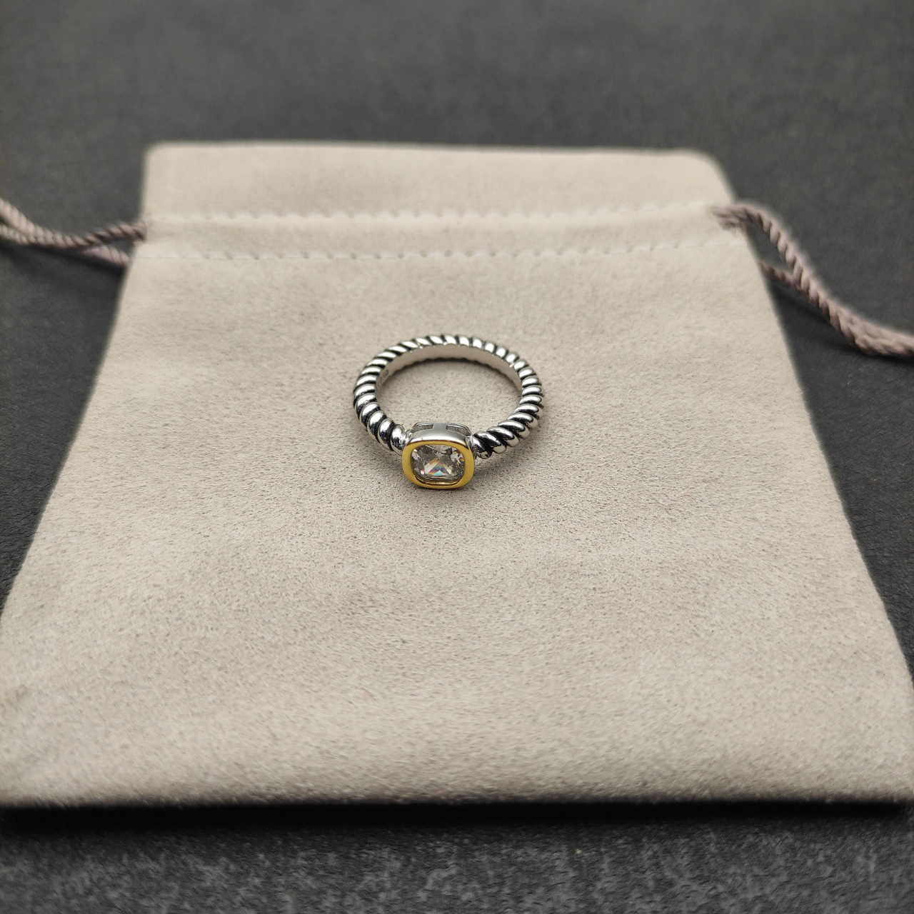 DY Mercer®Stone Ring Sterling Silver with White crystal, 0.7cm