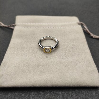 DY Mercer®Stone Ring Sterling Silver with White crystal, 0.7cm