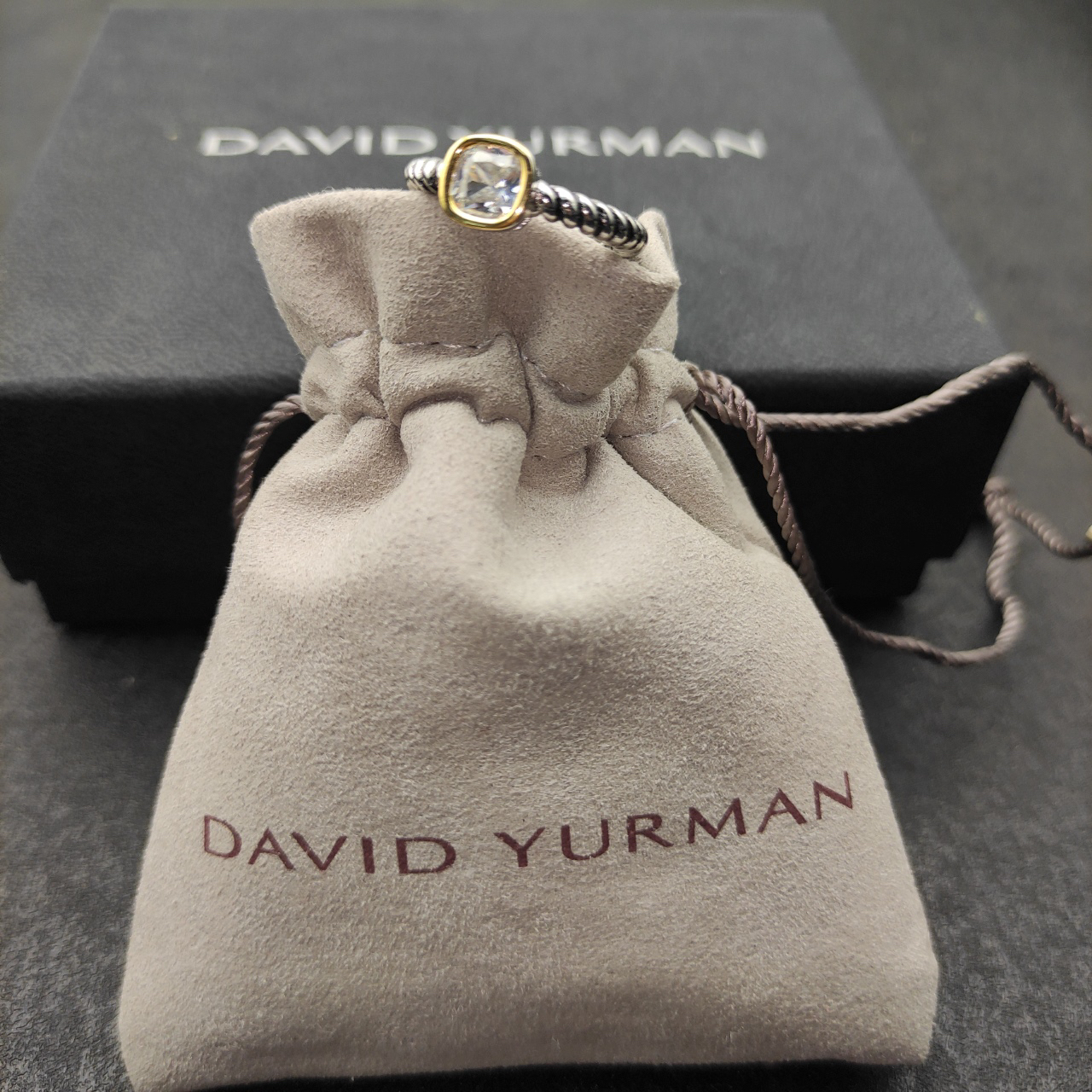 DY Mercer®Stone Ring Sterling Silver with White crystal, 0.7cm