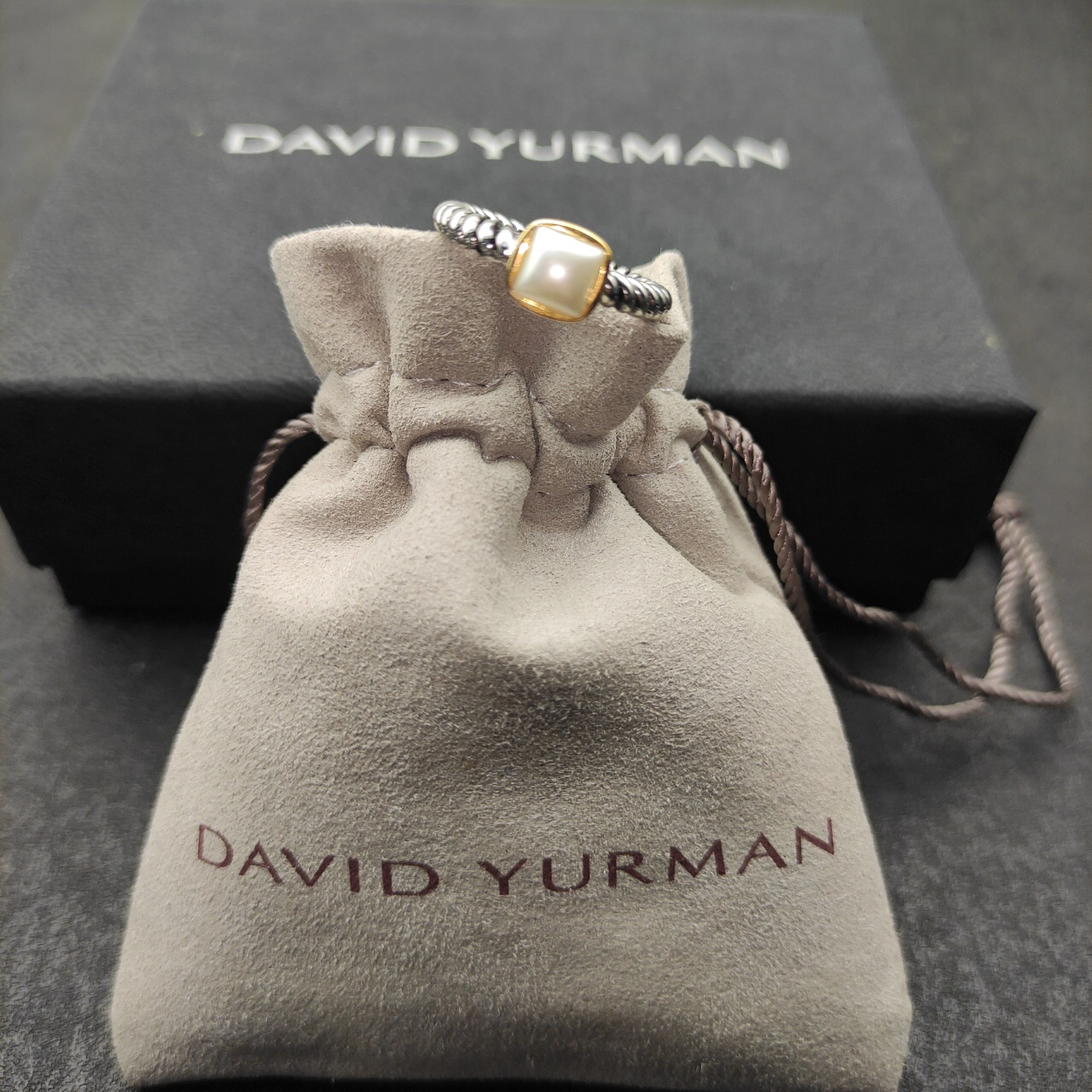 DY Mercer®Stone Ring Sterling Silver with Pearl, 0.6cm