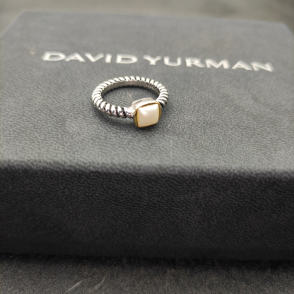 DY Mercer®Stone Ring Sterling Silver with Pearl, 0.6cm