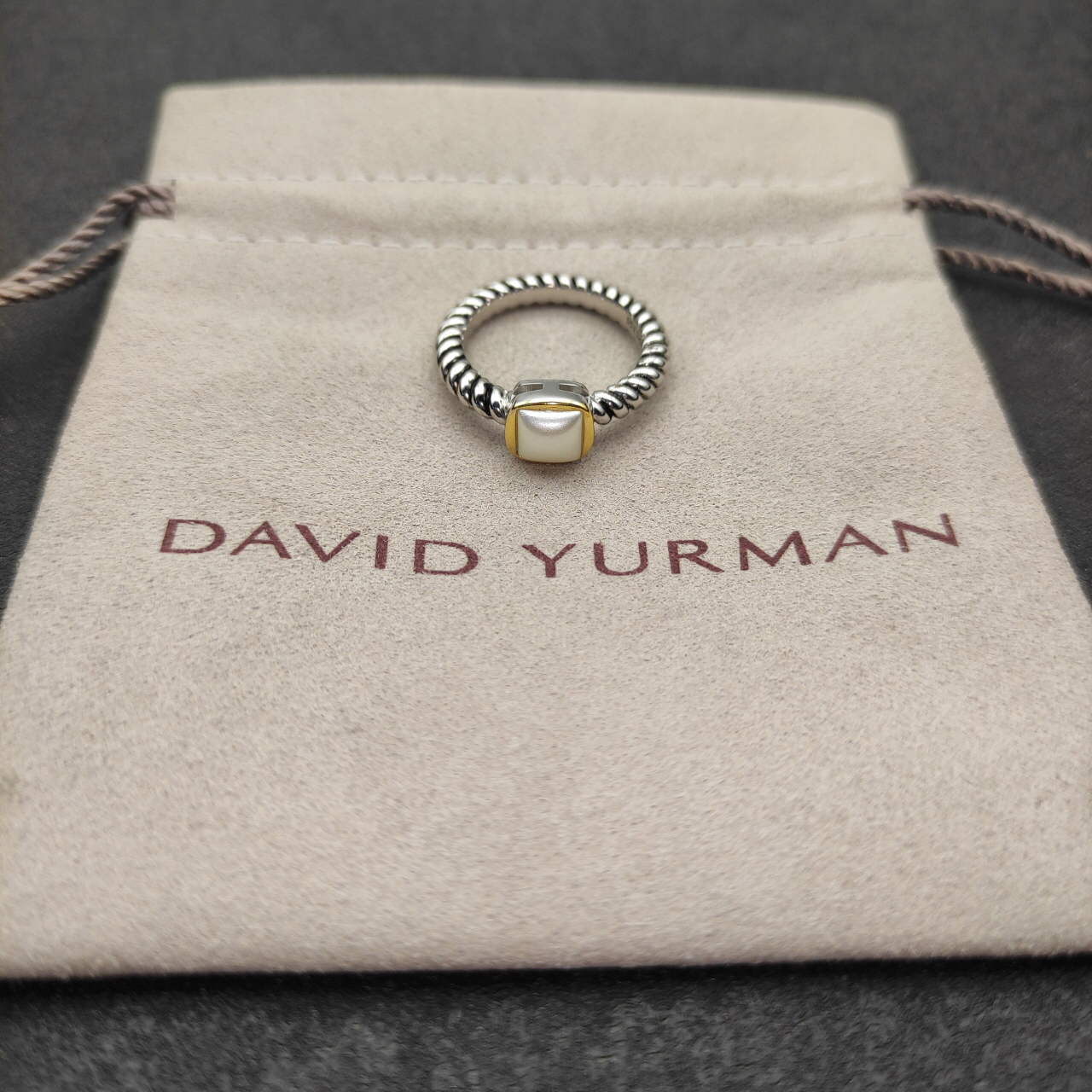 DY Mercer®Stone Ring Sterling Silver with Pearl, 0.6cm