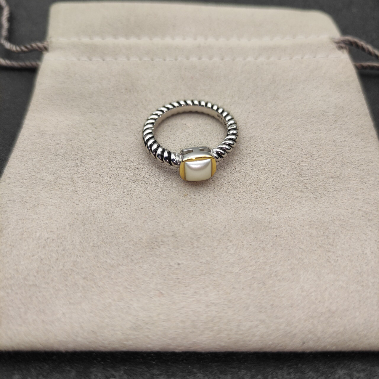DY Mercer®Stone Ring Sterling Silver with Pearl, 0.6cm
