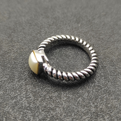 DY Mercer®Stone Ring Sterling Silver with Pearl, 0.6cm