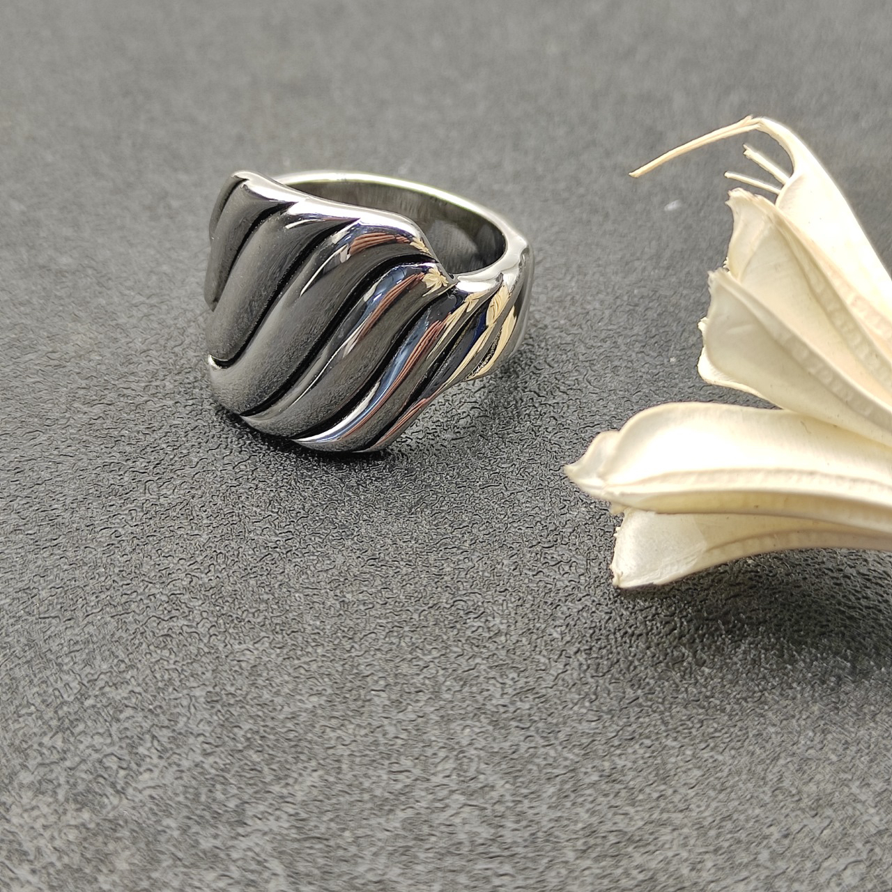 Sculpted Cable Ring Sterling Silver, 17mm