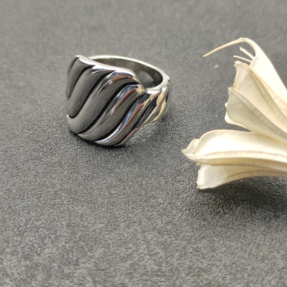 Sculpted Cable Ring Sterling Silver, 17mm