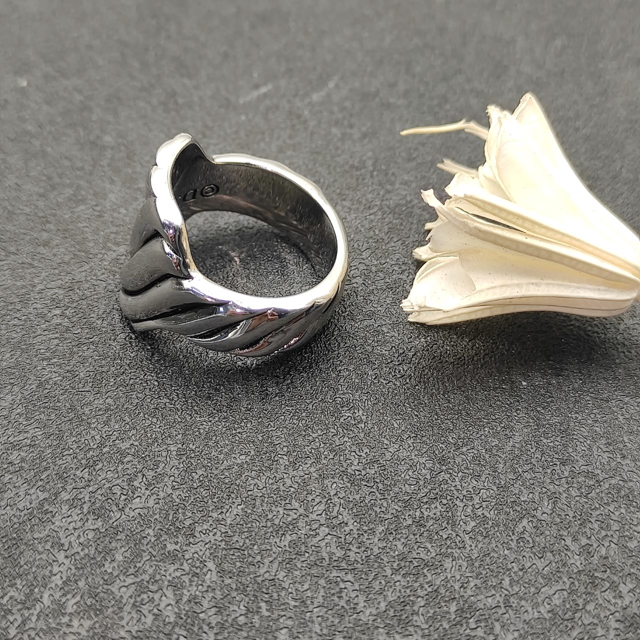 Sculpted Cable Ring Sterling Silver, 17mm