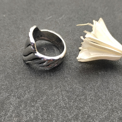 Sculpted Cable Ring Sterling Silver, 17mm