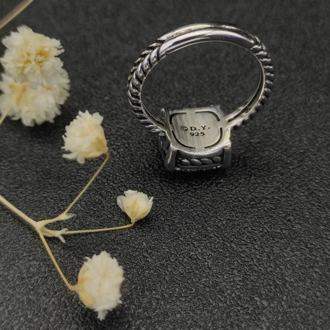 Chatelaine® Ring Sterling Silver with Pavé Diamonds, 11mm