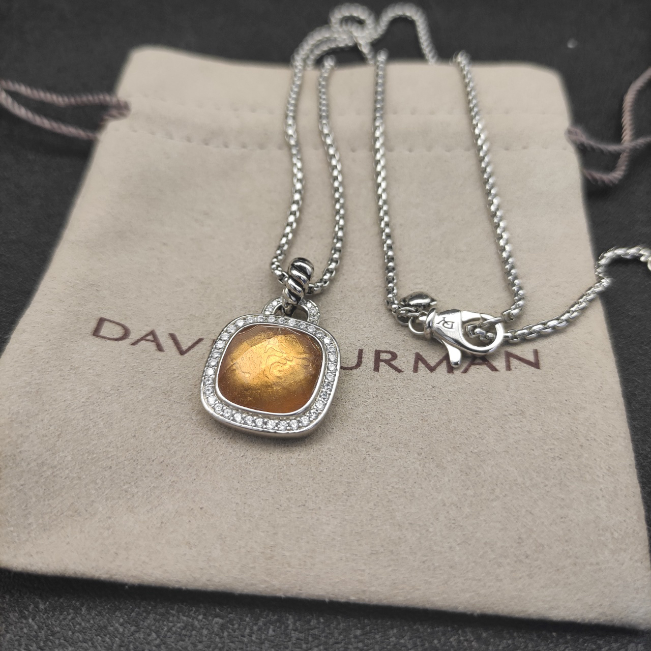 Albion® Pendant Sterling Silver with Citrine and Diamonds, 14mm