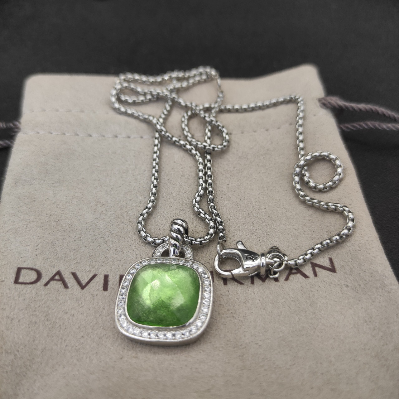 Albion® Pendant Sterling Silver with Prasiolte and Diamonds, 14mm