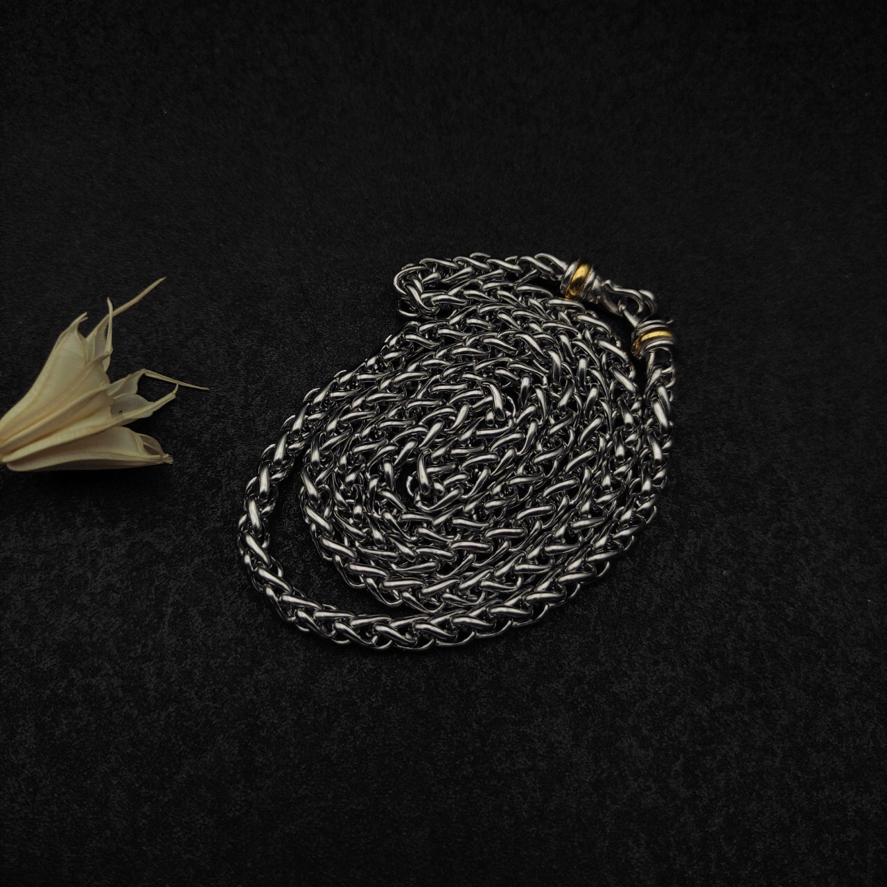 Petite Buckle Necklace Sterling Silver with 14K Yellow Gold