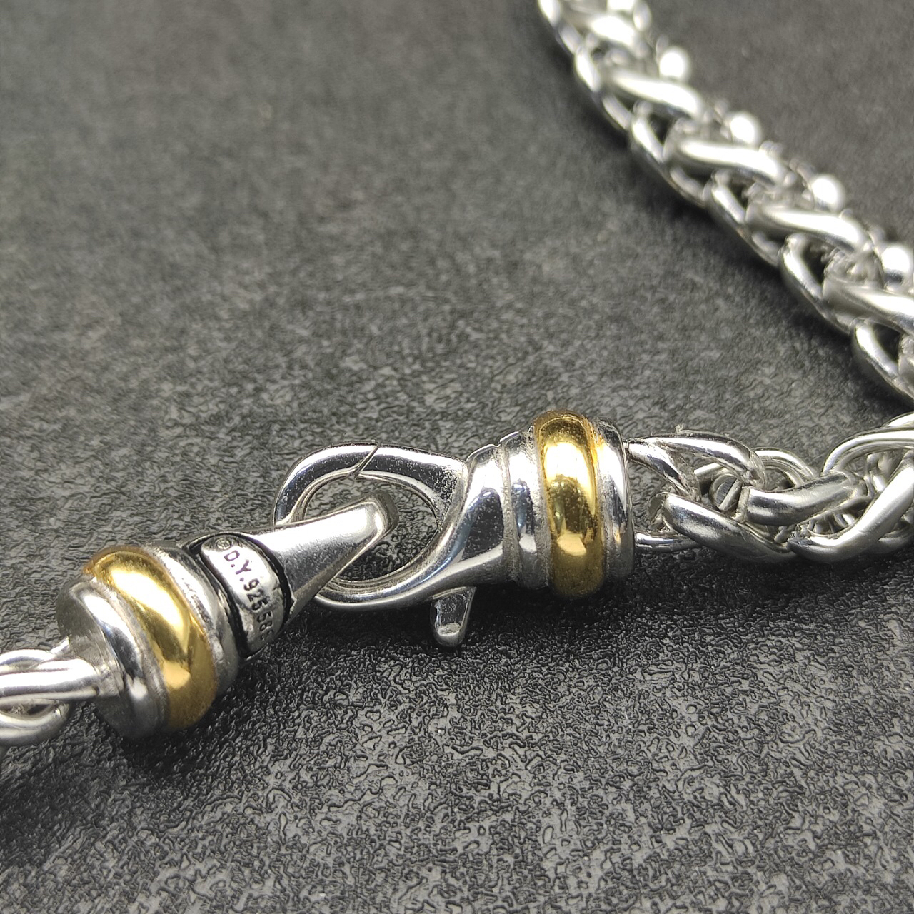 Petite Buckle Necklace Sterling Silver with 14K Yellow Gold