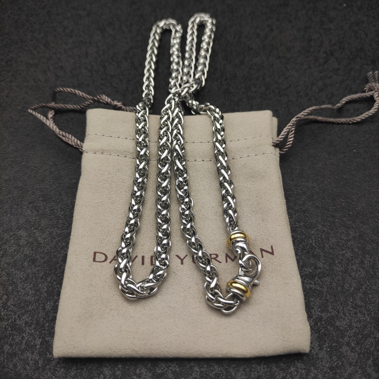 Petite Buckle Necklace Sterling Silver with 14K Yellow Gold
