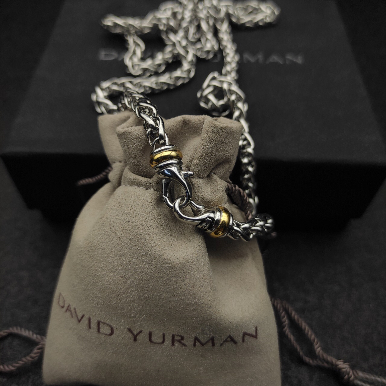 Petite Buckle Necklace Sterling Silver with 14K Yellow Gold