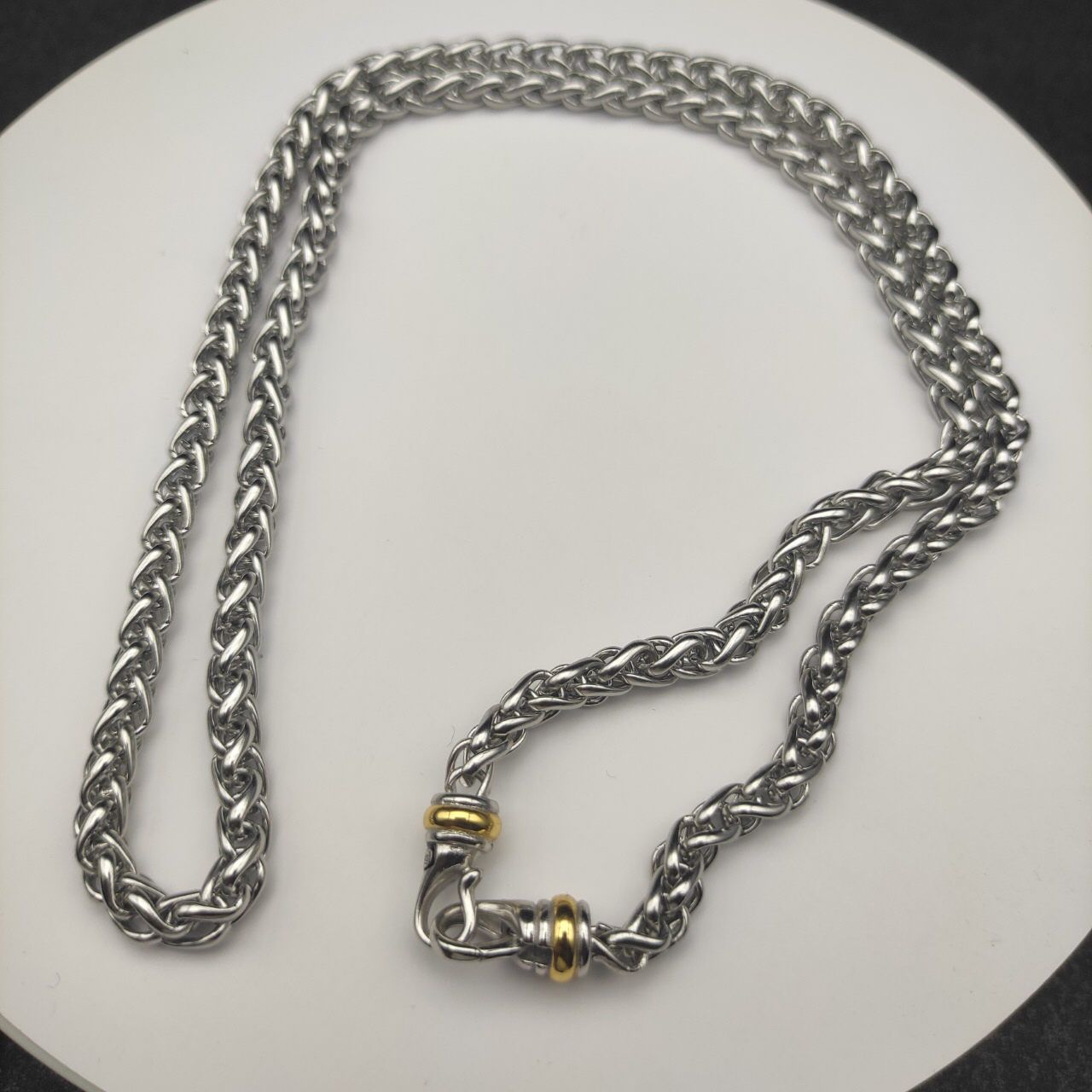 Petite Buckle Necklace Sterling Silver with 14K Yellow Gold