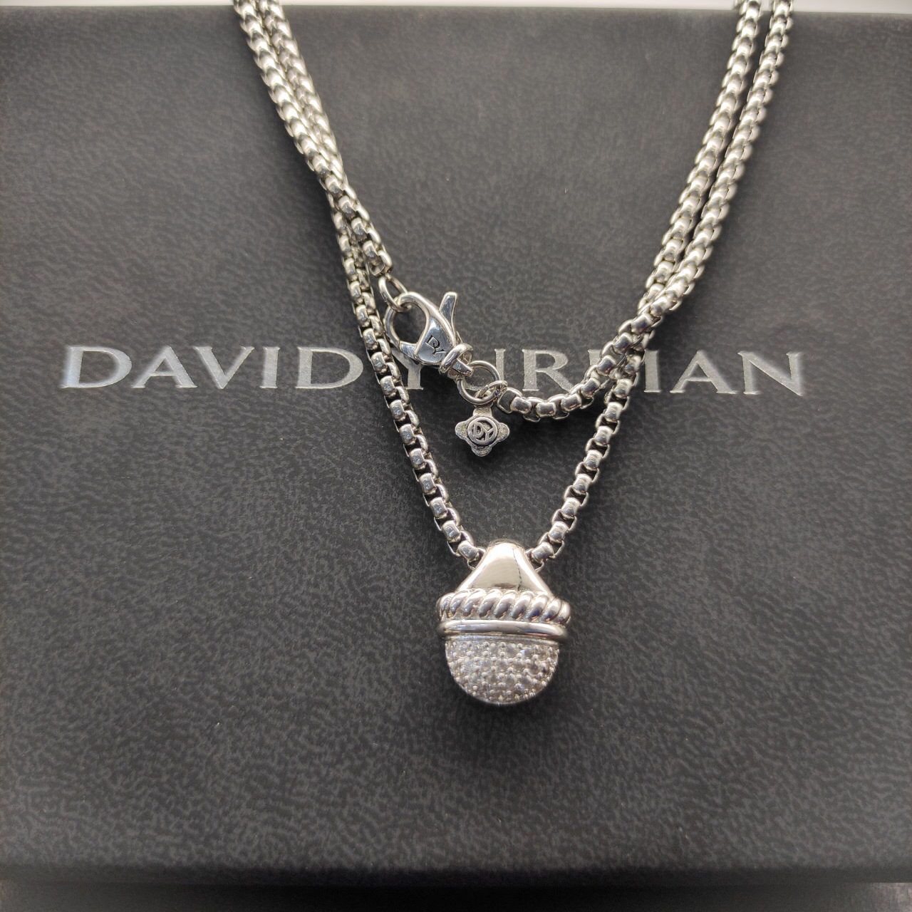 Dathtvid Yurthtman Acorn Pendant Necklace Sterling Silver Diamond