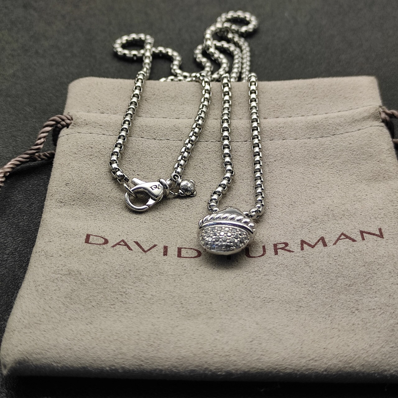 Dathtvid Yurthtman Acorn Pendant Necklace Sterling Silver Diamond