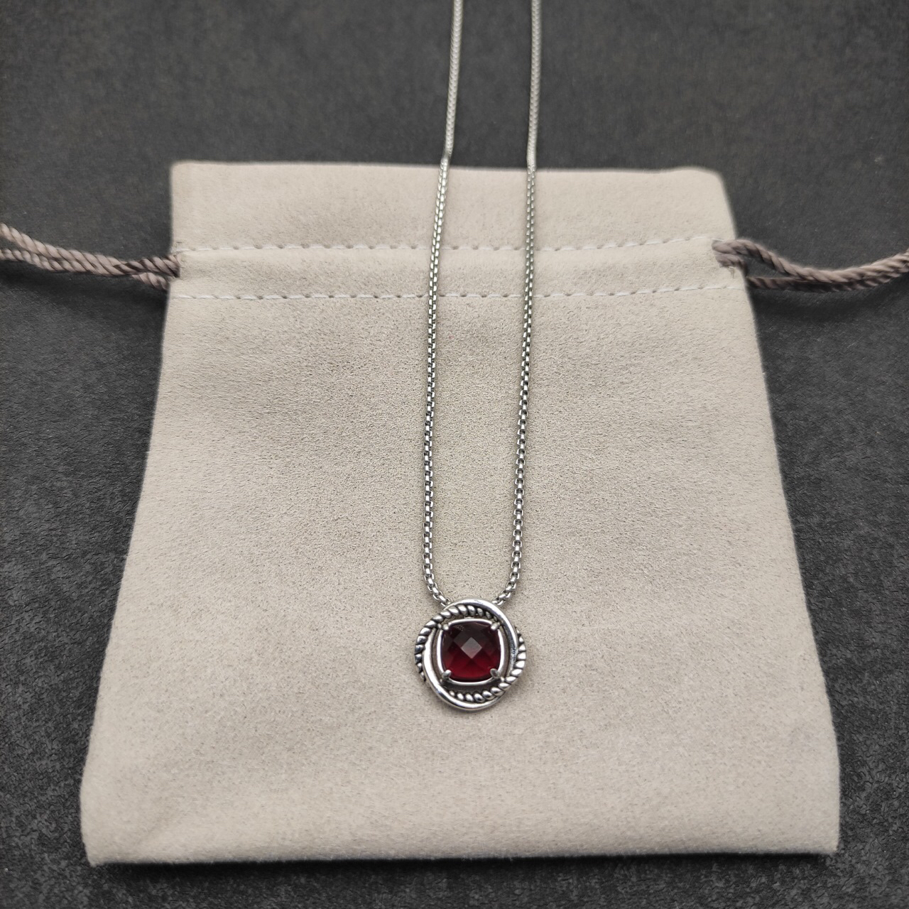 Petite Chatelaine® Necklace Sterling Silver with Rhodolite, 10mm
