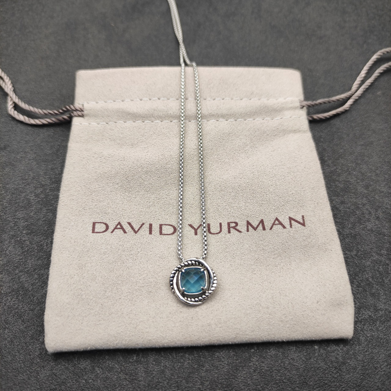 Petite Chatelaine® Necklace Sterling Silver with Blue Topaz, 10mm