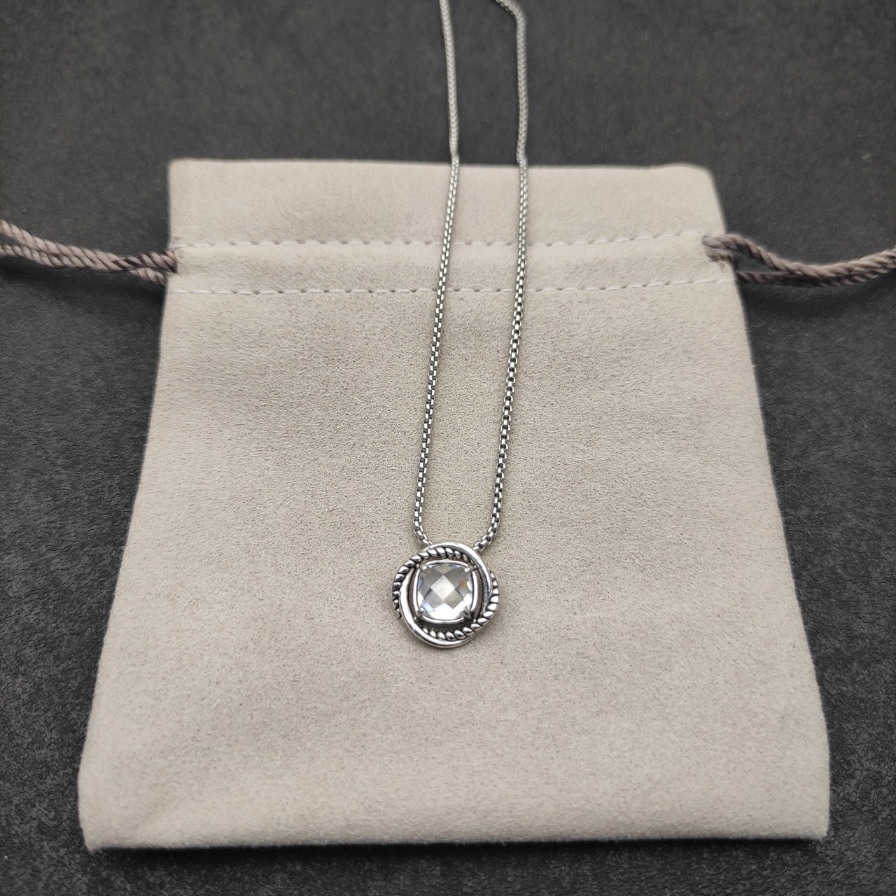 Petite Chatelaine® Necklace Sterling Silver with White Crystal, 10mm