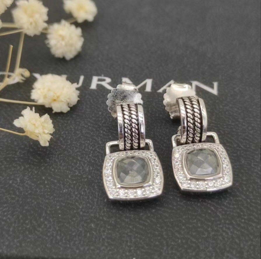 Albion® Drop Earrings Sterling Silver with White  and Diamonds