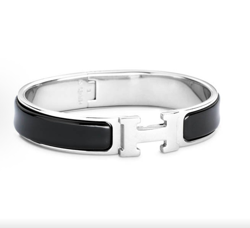 HH logo bracelet for women, black/silver