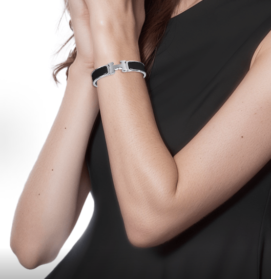 HH logo bracelet for women, black/silver
