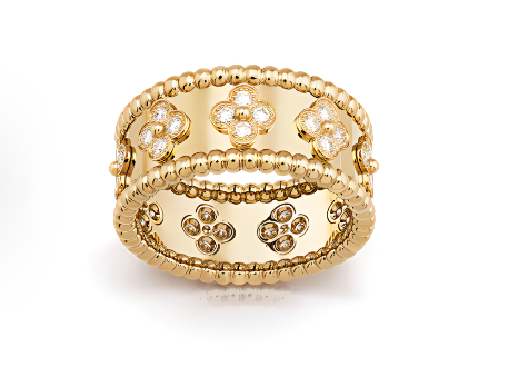 Four-leaf clover ring with embedded stones (women's)