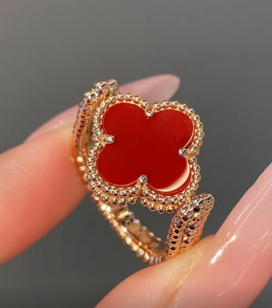 Four-leaf clover series double-sided reversible ring for women