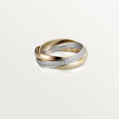 Elegant three-ring diamond ring, suitable for both men and women.