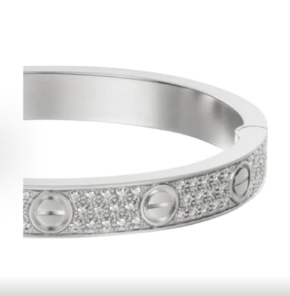 Classic screw-design wide diamond bracelet