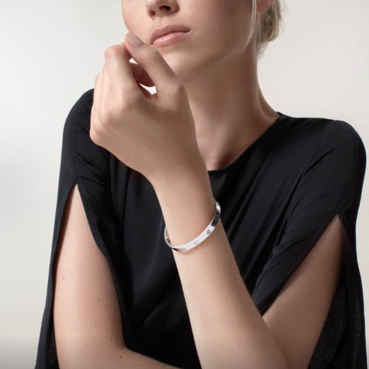 Classic screw-design wide diamond bracelet