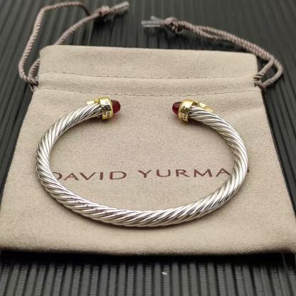 Cable Bracelet with Rhodolite Garnet & Diamond Accents  5mm