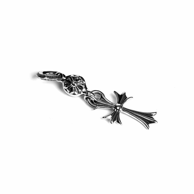TINY CH CROSS WITH ONE SILVER BALL CHARM