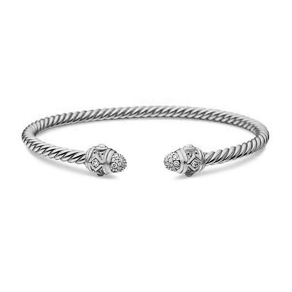 Dathtvid Yurthtman  Renaissance Cablespira Bracelet in 18K White Gold 4mm