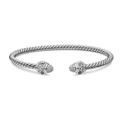 Dathtvid Yurthtman  Renaissance Cablespira Bracelet in 18K White Gold 4mm