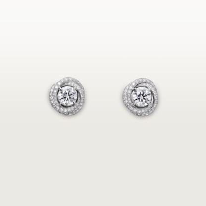TRINITY RUBAN STUD EARRINGS, 2 BRILLIANT-CUT DIAMONDS, PAVED