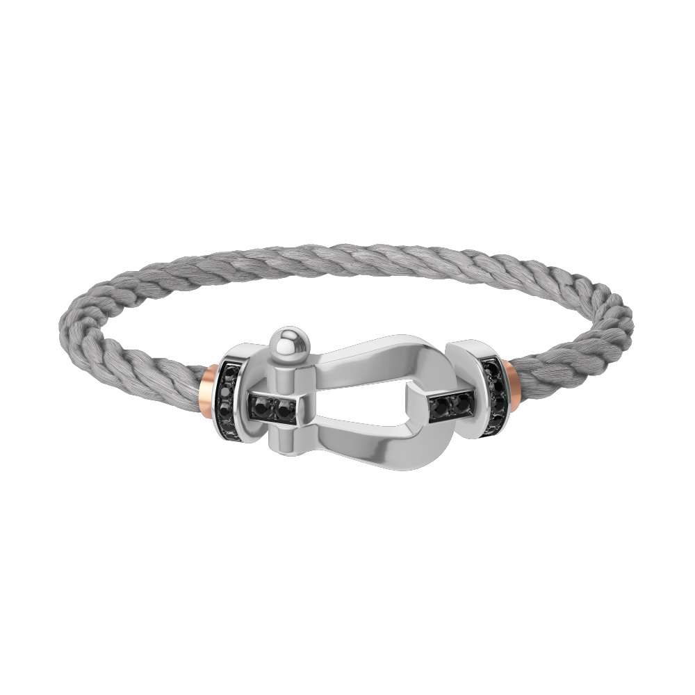 FORCE 10 BRACELET 18K WHITE GOLD AND BLACK DIAMONDS LARGE MODEL