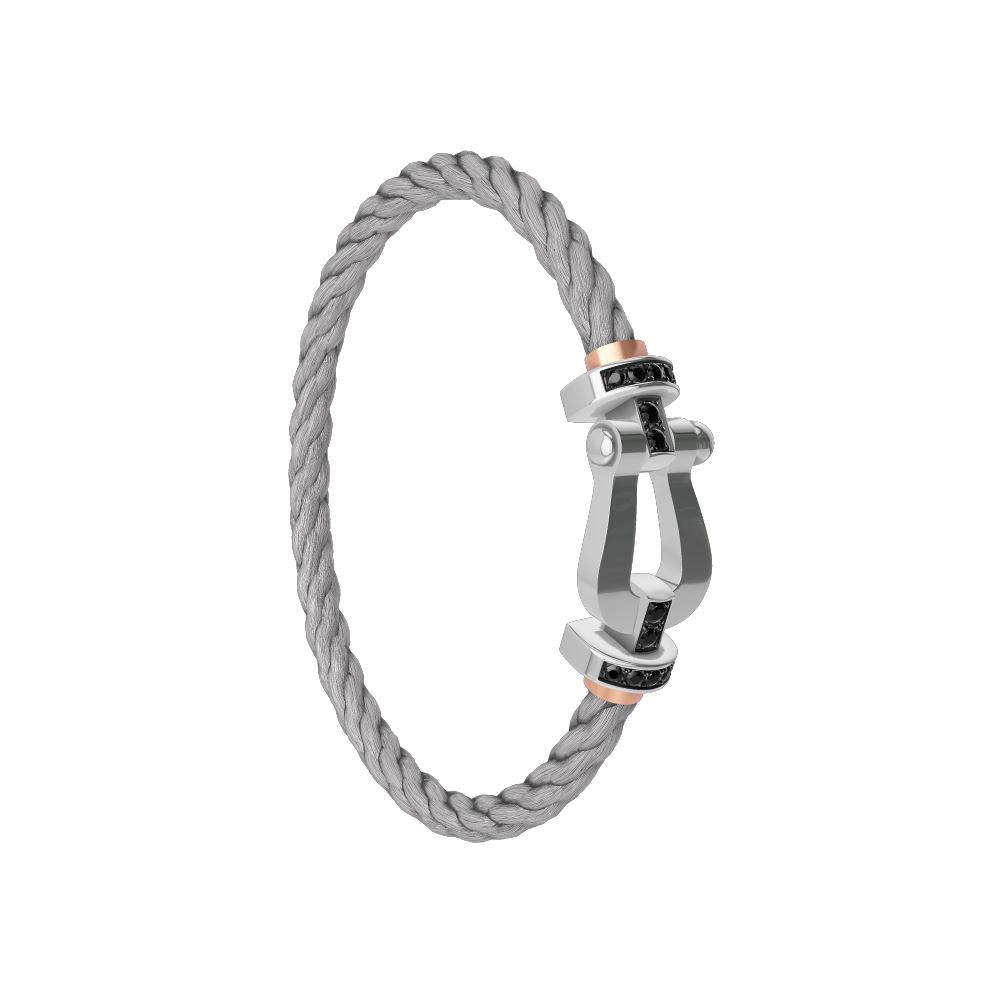 FORCE 10 BRACELET 18K WHITE GOLD AND BLACK DIAMONDS LARGE MODEL