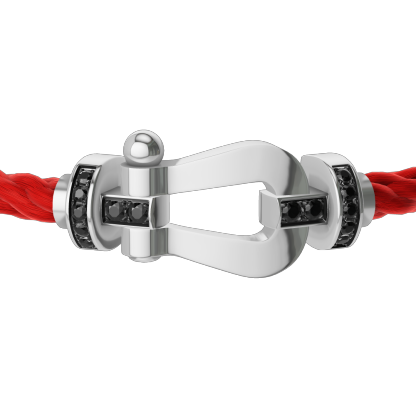 FORCE 10 BRACELET 18K WHITE GOLD AND BLACK DIAMONDS LARGE MODEL