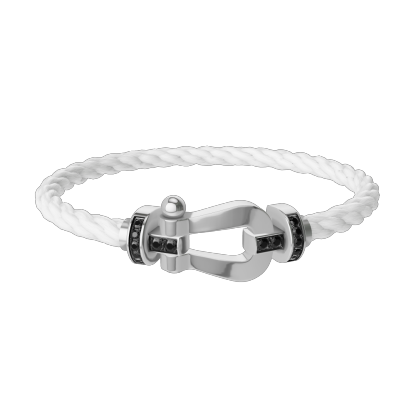FORCE 10 BRACELET 18K WHITE GOLD AND BLACK DIAMONDS LARGE MODEL