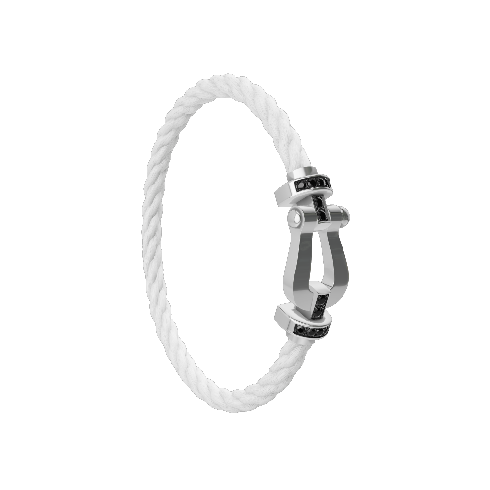 FORCE 10 BRACELET 18K WHITE GOLD AND BLACK DIAMONDS LARGE MODEL