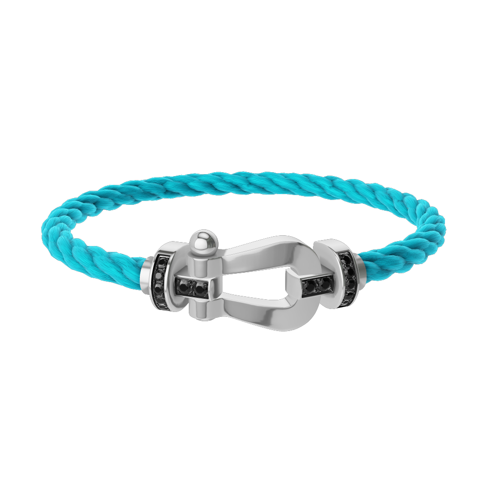 FORCE 10 BRACELET 18K WHITE GOLD AND BLACK DIAMONDS LARGE MODEL