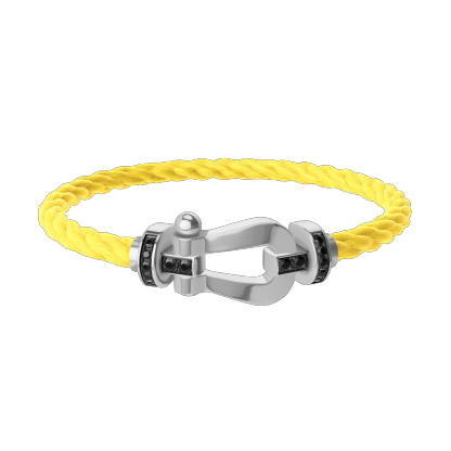 FORCE 10 BRACELET 18K WHITE GOLD AND BLACK DIAMONDS LARGE MODEL