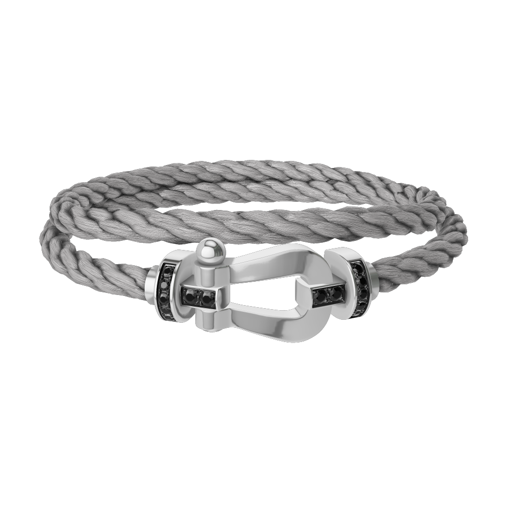 FORCE 10 BRACELET 18K WHITE GOLD AND BLACK DIAMONDS LARGE MODEL