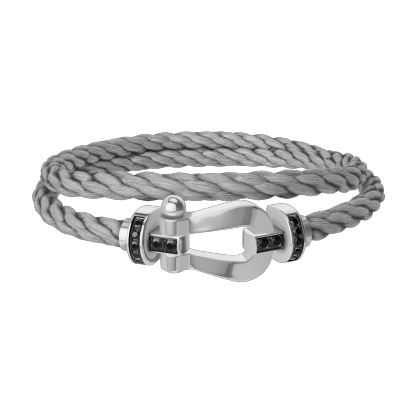 FORCE 10 BRACELET 18K WHITE GOLD AND BLACK DIAMONDS LARGE MODEL