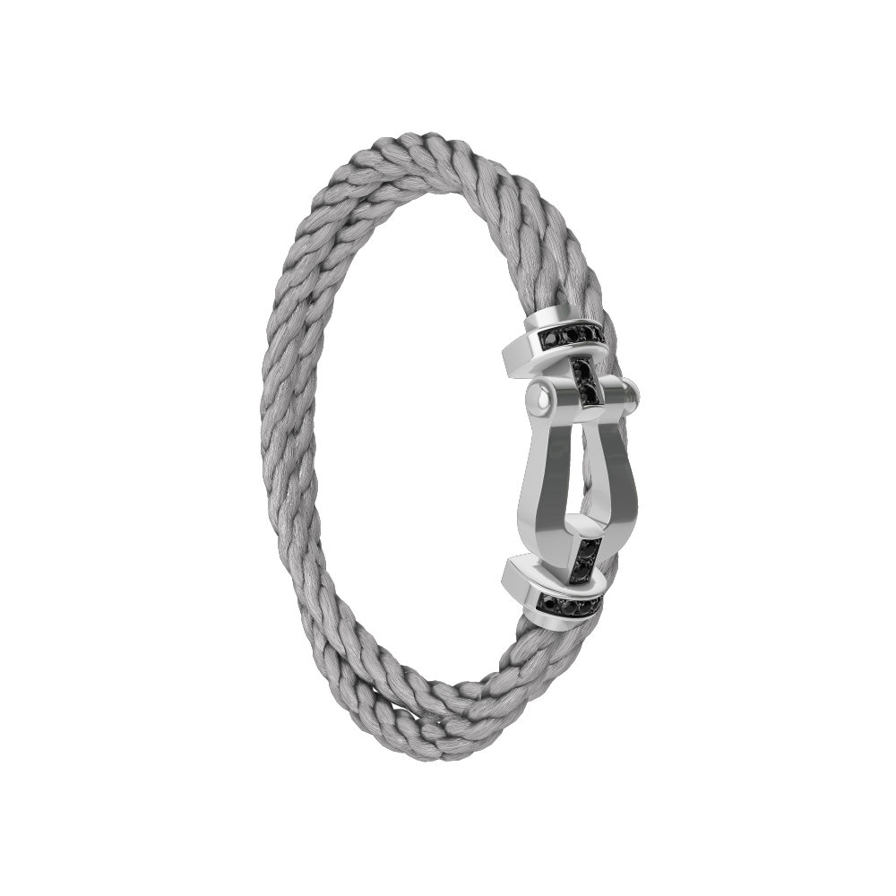 FORCE 10 BRACELET 18K WHITE GOLD AND BLACK DIAMONDS LARGE MODEL