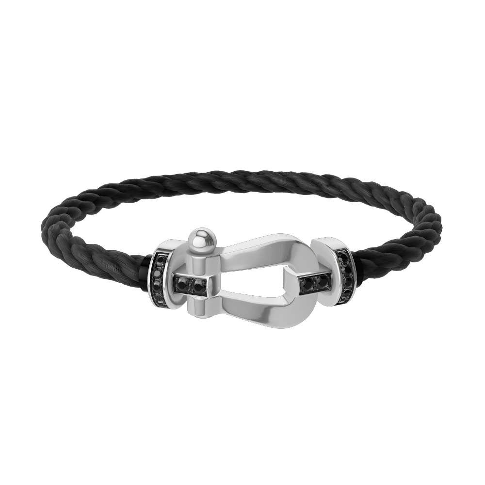 FORCE 10 BRACELET 18K WHITE GOLD AND BLACK DIAMONDS LARGE MODEL