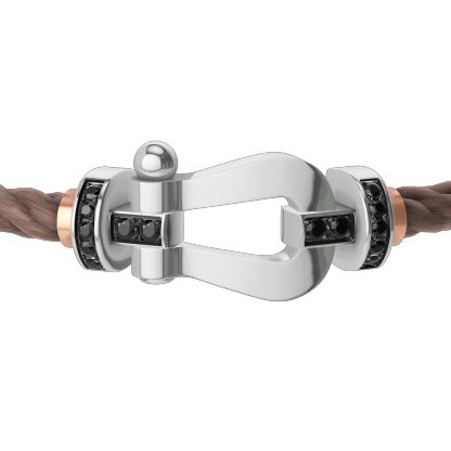 FORCE 10 BRACELET 18K WHITE GOLD AND BLACK DIAMONDS LARGE MODEL
